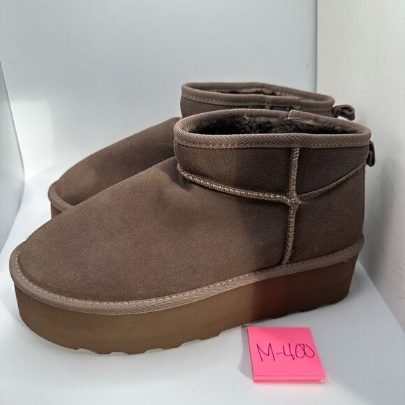 CUSHIONAIRE Women's Genuine Suede pull on platform boot +Memory Foam 10 TAUPE - Picture 3 of 7